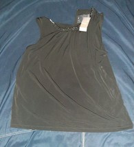 NWT by CHICO&#39;S Jewella Black TANK TOP Jeweled Neckline Size 2 Large - $42.00