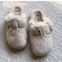 The New Ladies Slippers 100% Mink Slippers Autumn And Winter Furry Flat Slippers - £283.23 GBP