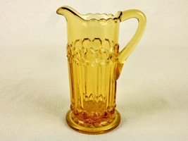 Westmoreland 4 Oz Cream Pitcher, Amber Glass, Ball &amp; Bar Pattern, Starburst - £11.49 GBP