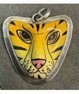 Vintage 925 Sterling Silver Mexico Pendant Lion Tiger Face Painted State... - £78.88 GBP