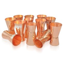 Dungri India Craft (Set of 12) Premium Quality 100% Pure Copper Jiggers, Double  - £47.25 GBP