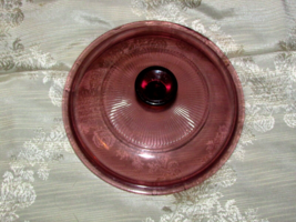 PYREX cranberry color glass round lid, only  (blk outsd -3) - $5.00