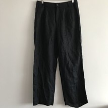 Banana Republic Linen Pants 8 Black Wide Leg Flat Front Pockets Casual T... - $28.59