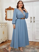 TOLEEN Large Plus Size Women Elegant Maxi Evening Dresses 2023 Spring Blue Long  - £94.85 GBP