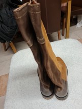 Zara Tan Split Suede Knee High Cowboy Boots Size 6 UK 39 knee-high leather  - £58.13 GBP