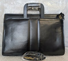 Stradellina Genuine Vintage Black Leather Briefcase Luggage Bag With Strap - $123.00