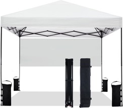 10&#39; X 10&#39; Pop Up Canopy Tent With Half Sidewall, For Parties, Beach, And... - £131.98 GBP