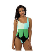 New Women&#39;s One-Piece Swimsuit Cheeky Fit Green Scoop Neck Stretch Low Back - £20.65 GBP+