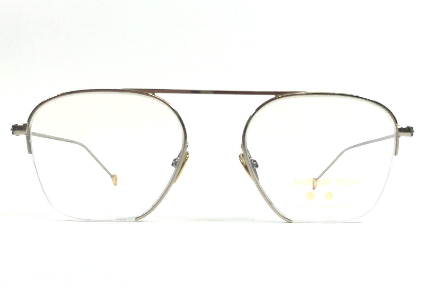 Nathalie Blanc Brille Rahmen AUGUSTE 227 Helles Gold Rund Halbe Felge 50... - $128.69