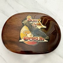 Vintage Soar with Jesus Eagle Sun Wooden Hand Crafted Belt Buckle - £29.75 GBP