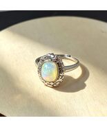 Natural Opal Ring 925 Silver Adjustable Vintage Band Gift for Her 7x9mm - $49.00