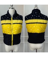 Vintage 80s Kristin Vest Full Zip Puffer Yellow Black S M - €22,24 EUR