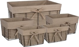 5 Vintage Taupe, Assorted Size Dii Farmhouse Chicken Wire Storage Baskets With - £44.69 GBP