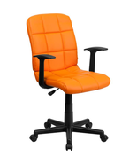 Orange Quilted Vinyl Mid Back Swivel Task Chair With Arms - $199.99
