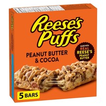 4 X Reese’s Puffs Peanut Butter &amp; Cocoa Cereal Bars 120g Each - Free Shi... - £26.57 GBP