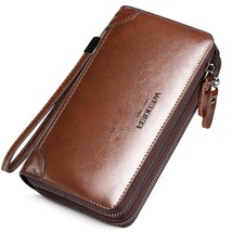 Men Handbag Wallet Thick Zipper Closure Big Capacity Male Money Card Cas... - $28.99