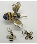 Bumble Bee Ornate Statement Pendant and Bumble Bee Earrings SET Yellow &amp;... - £25.70 GBP