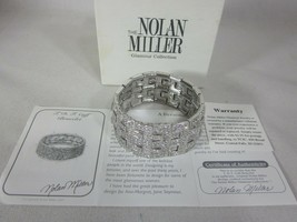 Nolan Miller T D F Cuff Bracelet Silver Tone Wide Crystals - £79.12 GBP