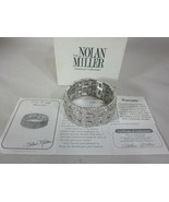 Nolan Miller T D F Cuff Bracelet Silver Tone Wide Crystals - £78.94 GBP