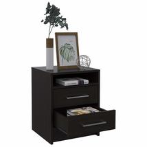 FM FURNITURE Philadelphia Nightstand with 2 Drawers and Open Shelf, Black - £97.09 GBP