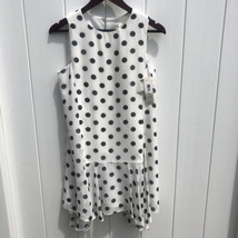 Eliza J Women&#39;s Crew Neck Sleeveless Polka Dot Dress White Black Ruffle Hem 4 - £39.46 GBP