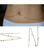 Sexy Crystal Navel Belly Button Ring with Waist Chain Body Piercing Jewe... - $25.91 CAD