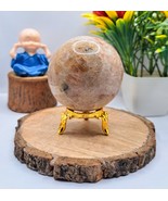 226g 56mm Sunstone Sphere Quartz Healing Ball+Golden Stand - $725.27 MXN