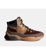 Coach Boutique Citysole Monogram Hiker Sneaker Khaki Dark Mahogany Signa... - $150.44 CAD