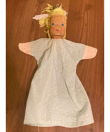 Vintage 20th C. Hand Puppet Wooden Carved Head Collectible Doll German 12&quot; - £27.47 GBP