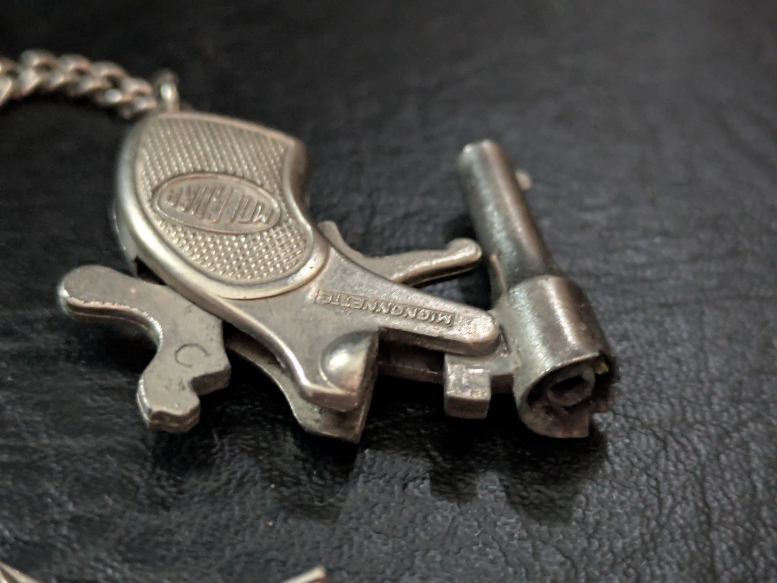 1960s Mondial Mini Metallo Giocattolo Tappo Pistola Portachiavi Molgora Italia Item image 6