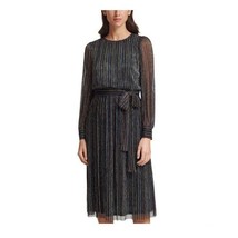 Jessica Howard Womens 6 Metallic Navy Multi Lined Long Sleeve Midi Dress NWTBE72 - £43.07 GBP