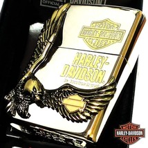 Harley Davidson HDP-17 Gold Silver Eagle Zippo Oil Lighter MIB - $102.96