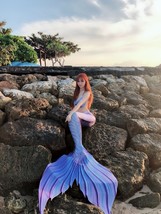 2018 NEW Blue Swimmable Mermaid Tail for Kids Women with Monofin,Mermaid Costume - £79.08 GBP