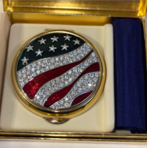 Vintage American Flag Estee Lauder Gold Enamel America the Beautiful Com... - $74.99