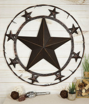 Oversized 24&quot;D Vintage Rustic Western Stars Metal Circle Wall Decor Sign Plaque - £38.74 GBP