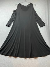 Susan Graver Fit Flare Dress Knee Length Womens Size L Stretchy Black Ca... - $38.78