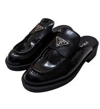 Prada Women&#39;s Logo Platform Leather Loafer Mule Size 40 With Box &amp; Bag - £774.01 GBP