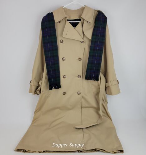 LONDON FOG Maincoat Trench Coat Size 10 with Flannel Lining &amp; Scarf - $39.59