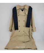 LONDON FOG Maincoat Trench Coat Size 10 with Flannel Lining &amp; Scarf - £31.72 GBP