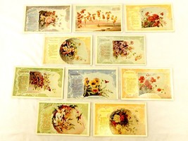 &quot;Language of Flowers&quot; w/Poetry, Set of 10 Vintage Post Cards, Unposted, CRD-10 - £15.67 GBP