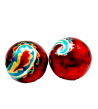 Decorative Red Balls Swirl Pattern Set of Two - $32.67