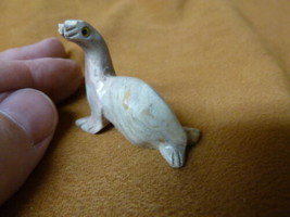 (Y-SEAL-9) gray SEAL small carving gem stone SOAPSTONE PERU I love baby ... - $8.59