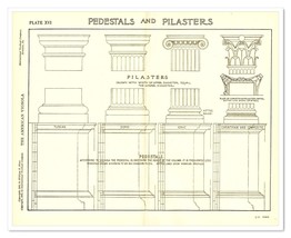 Architecture Pedestals &amp; Pilasters William R. Ware 1905 Antique Litho Bo... - $11.76