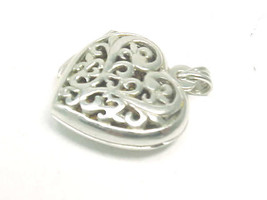 Heart Shaped Vintage Locket Pendant In Sterling Silver - Elegant Open Work - £27.37 GBP