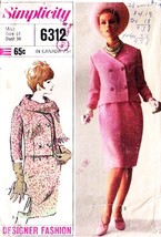 Misses&#39; Designer SKIRT &amp; JACKET Vintage 1965 Simplicity Pattern 6312 Size 14 - £11.01 GBP