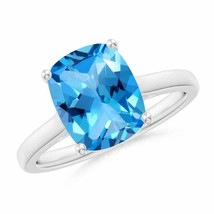 ANGARA 10x8mm Natural Swiss Blue Topaz Solitaire Ring in Sterling Silver - £127.52 GBP+