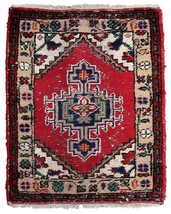 Handmade vintage Persian Hamadan rug 2.1&#39; x 2.9&#39; (65cm x 89cm) 1970s - 1... - $197.00