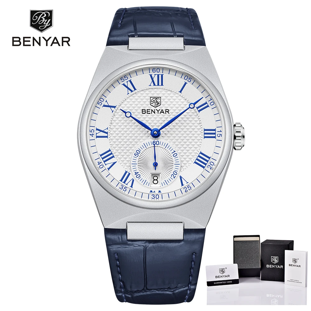 Watch BENYAR Men&#39;s  Retro Dial Watch For Men  40MM  Leather   Waterproof Clock R - £47.84 GBP