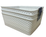 BINO Woven Plastic Storage Basket (Pack of 3 - L, White) - £29.36 GBP