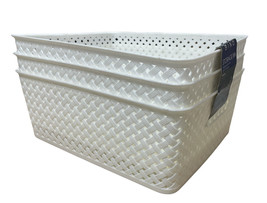 BINO Woven Plastic Storage Basket (Pack of 3 - L, White) - £29.18 GBP
